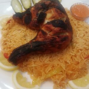 Grilled chicken thigh with rice